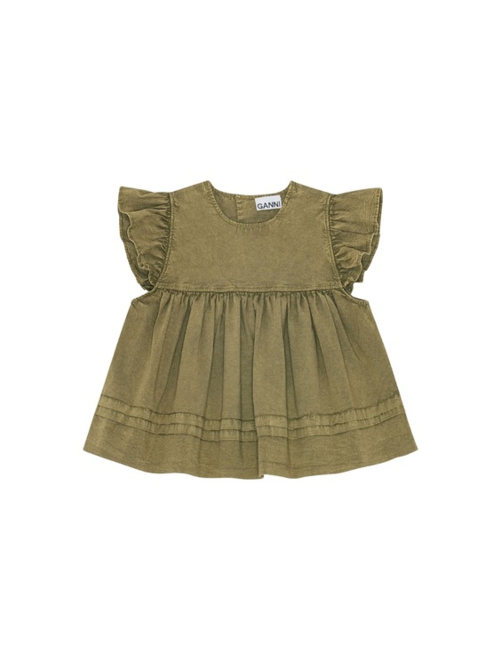 Ganni Olive Green Ruffled Two-Piece Set - Picture 4 of 5